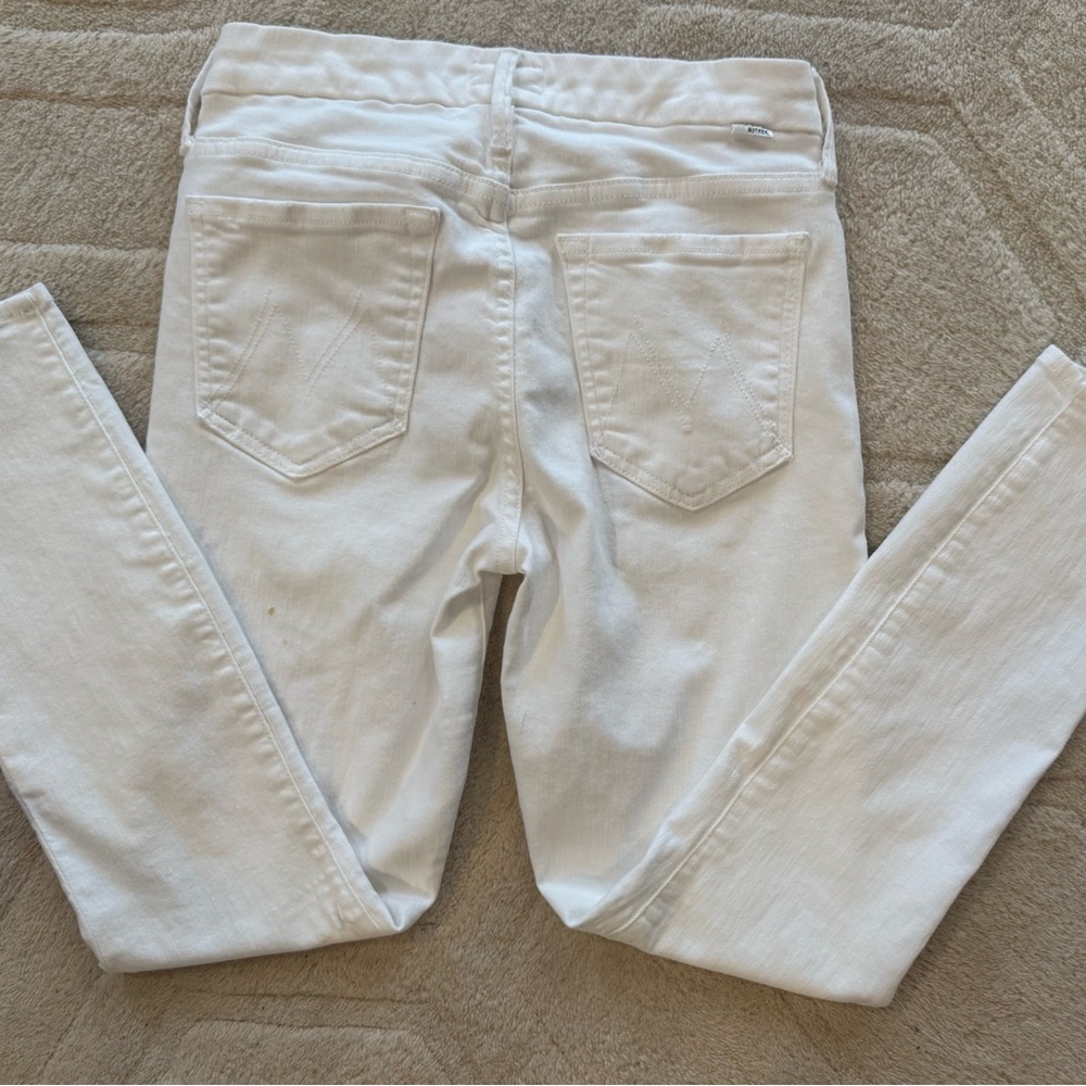 MOTHER White The Looker Crop Jeans
